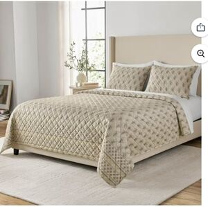 Elegant 3 Piece Printed  Velvet Quilted Bedding Set